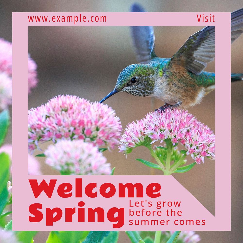 Welcome spring Instagram post template, editable text