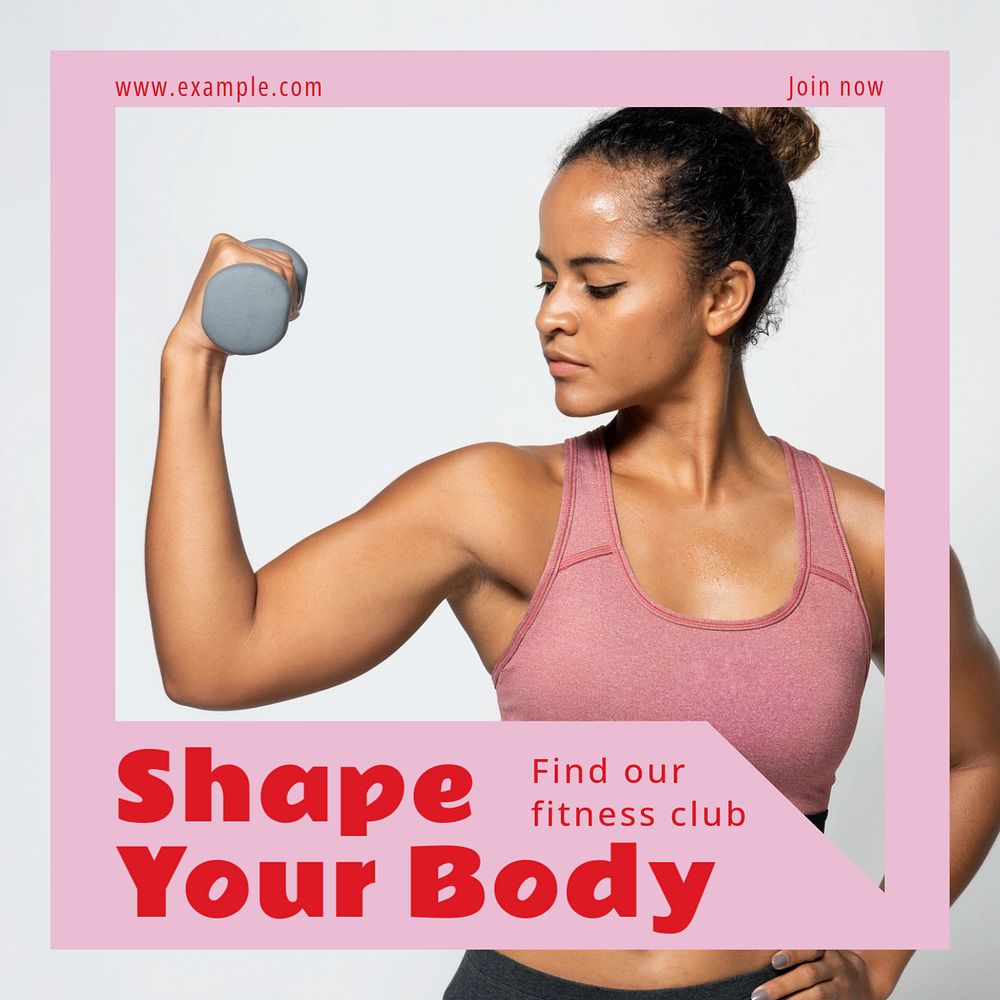 Shape your body Instagram post template, editable text