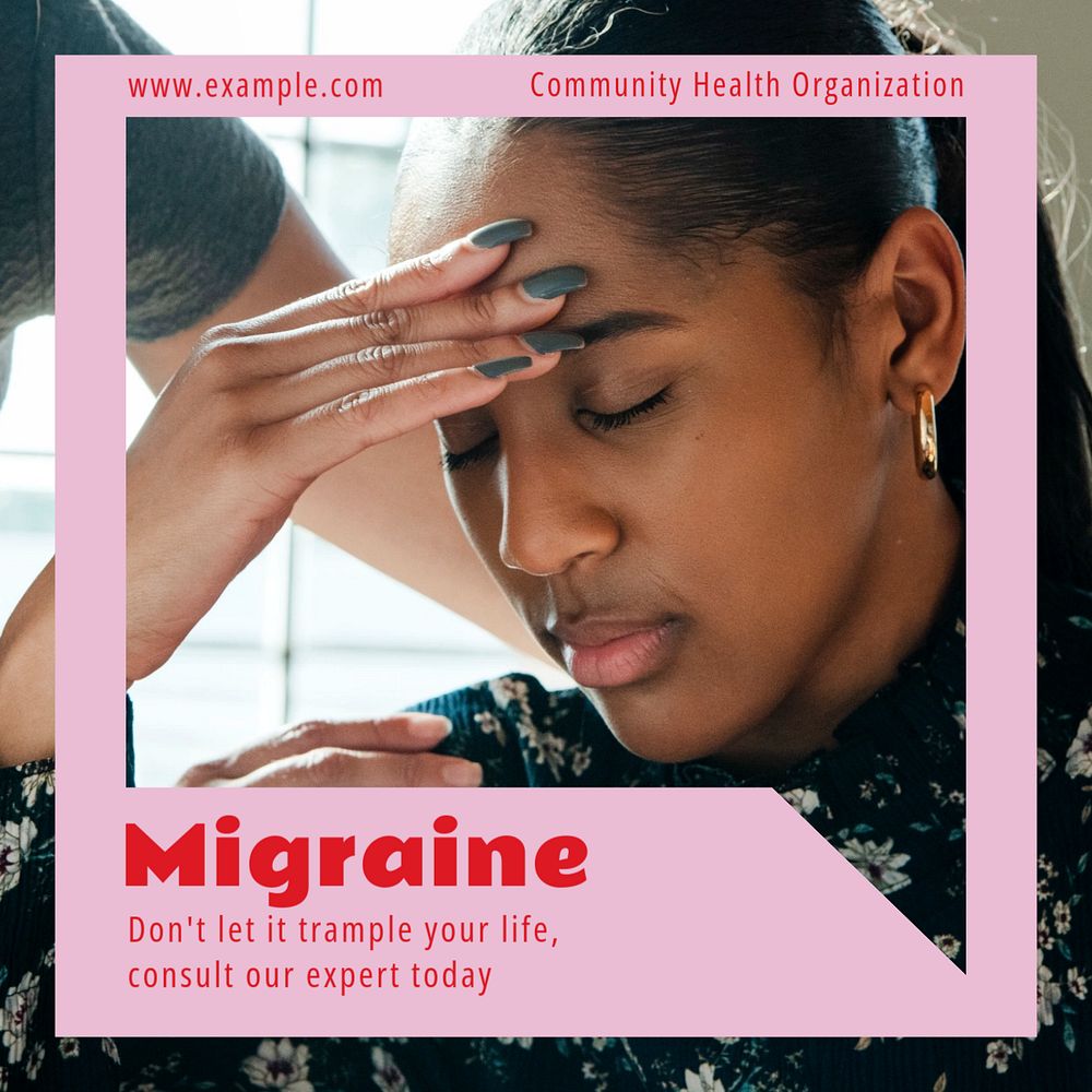 Migraine solutions Instagram post template, editable text