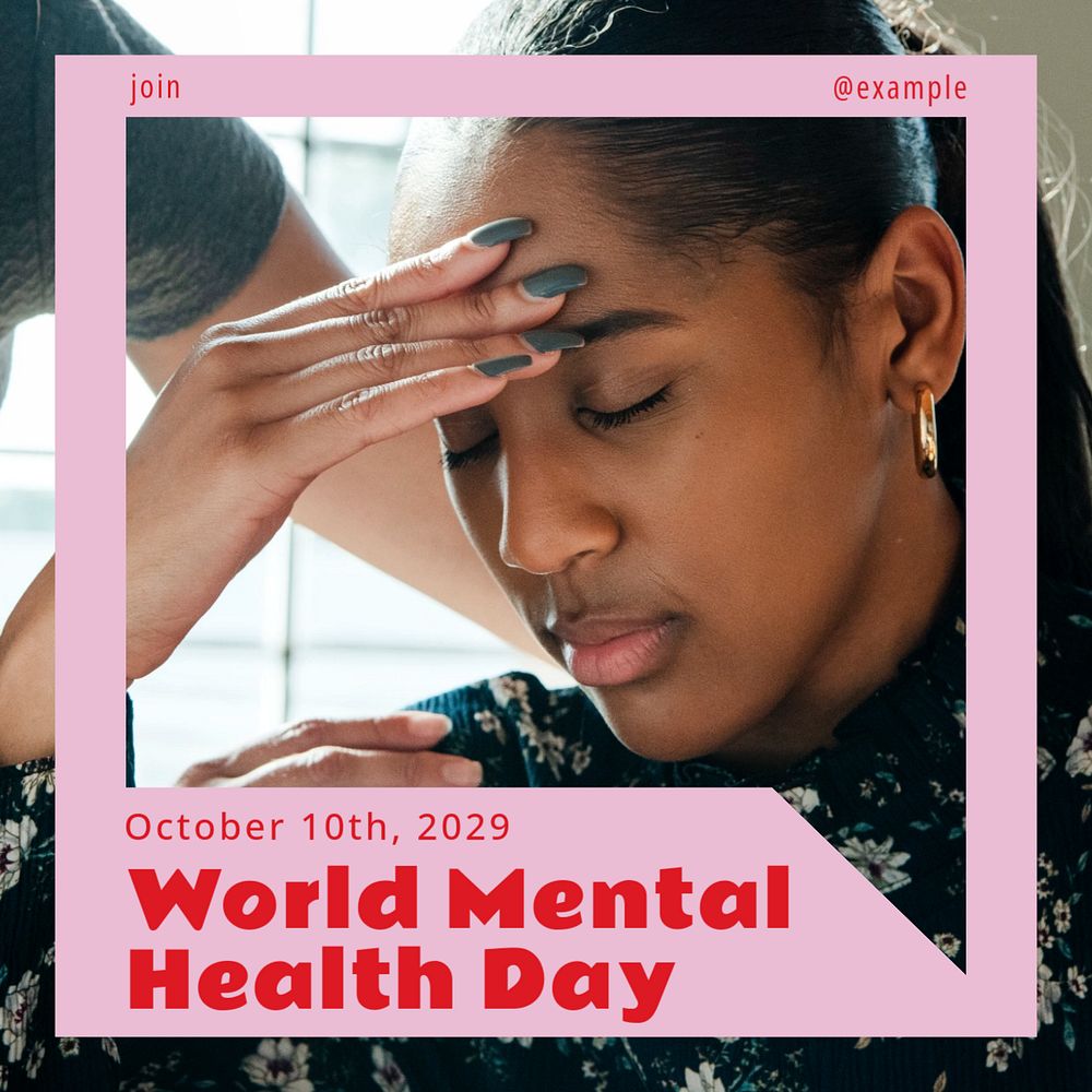 World mental health Instagram post template, editable text