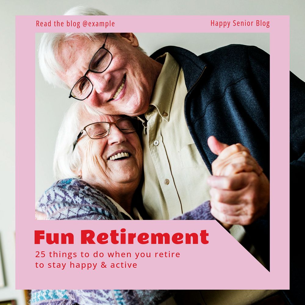 Fun retirement Instagram post template, editable text