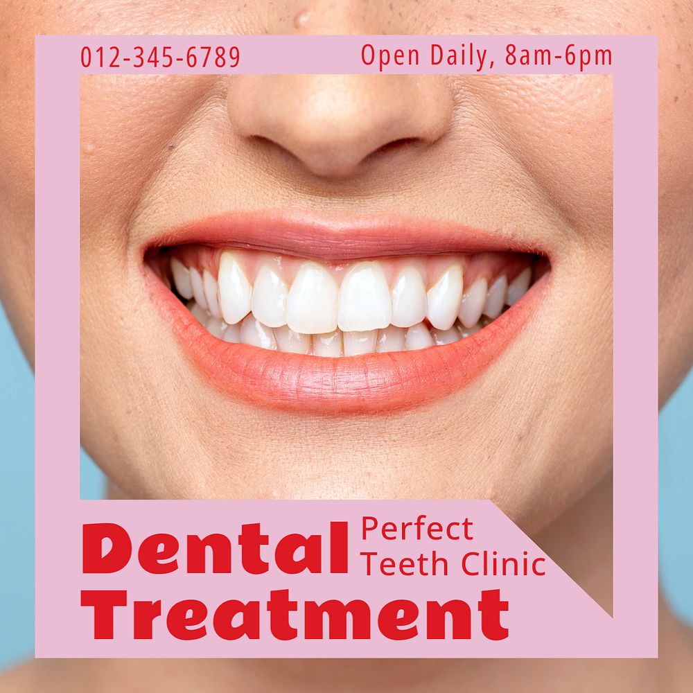 Dental treatment Instagram post template, editable text