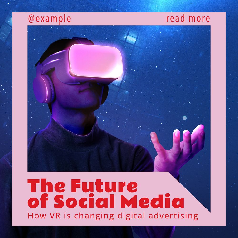 VR in advertising Instagram post template, editable text