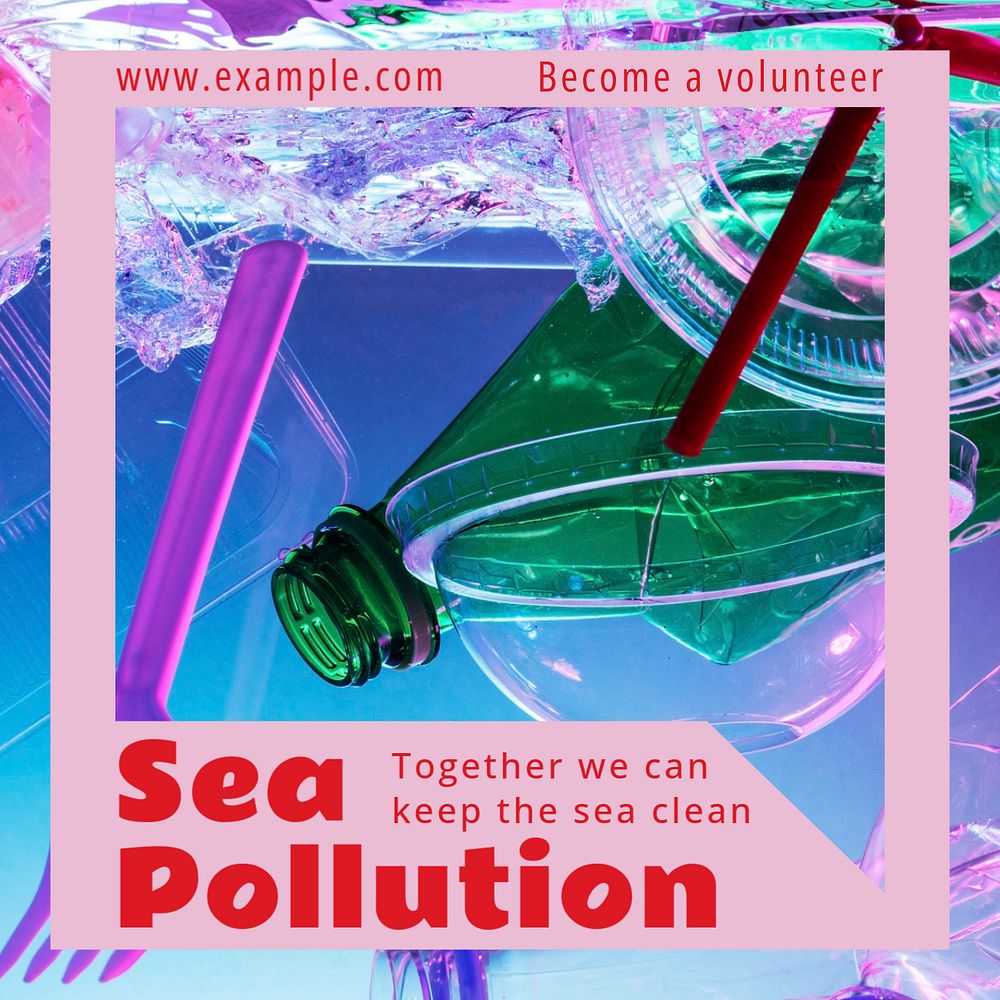 Sea pollution Instagram post template, editable text