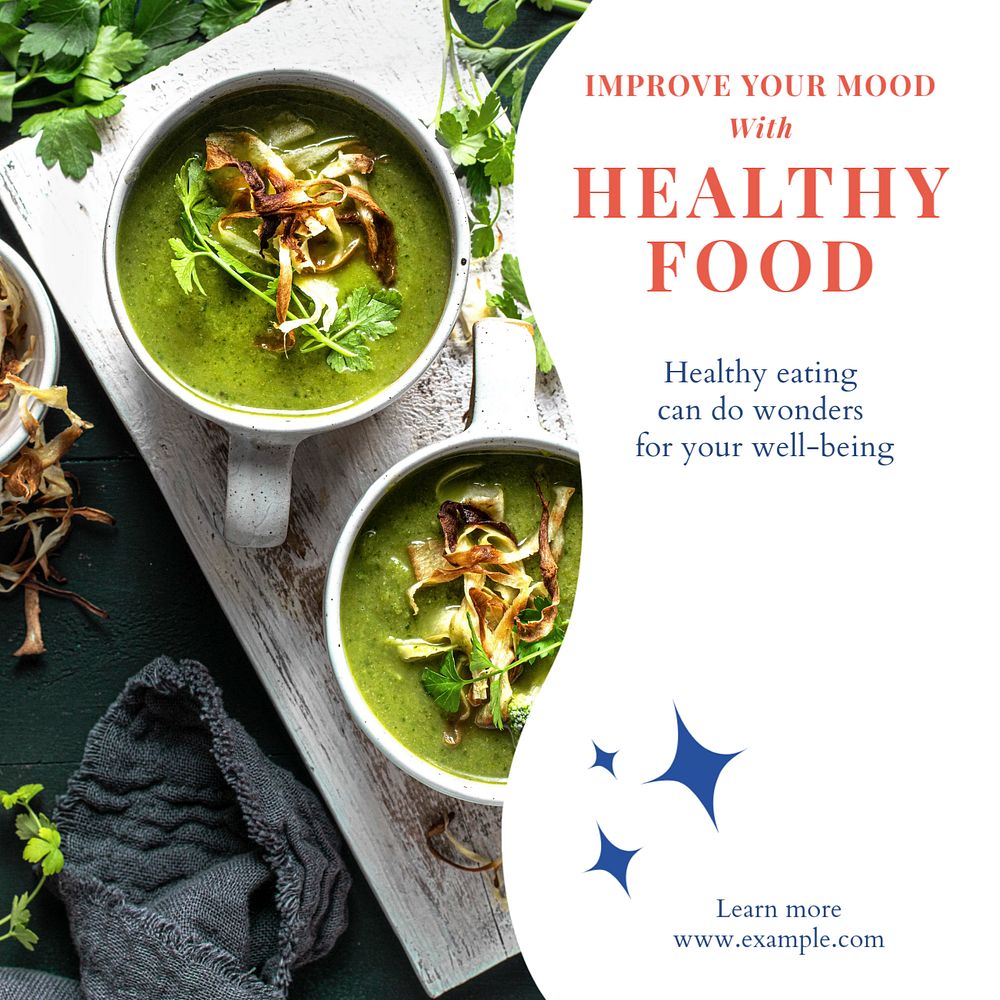 Healthy eating Instagram post template, editable text