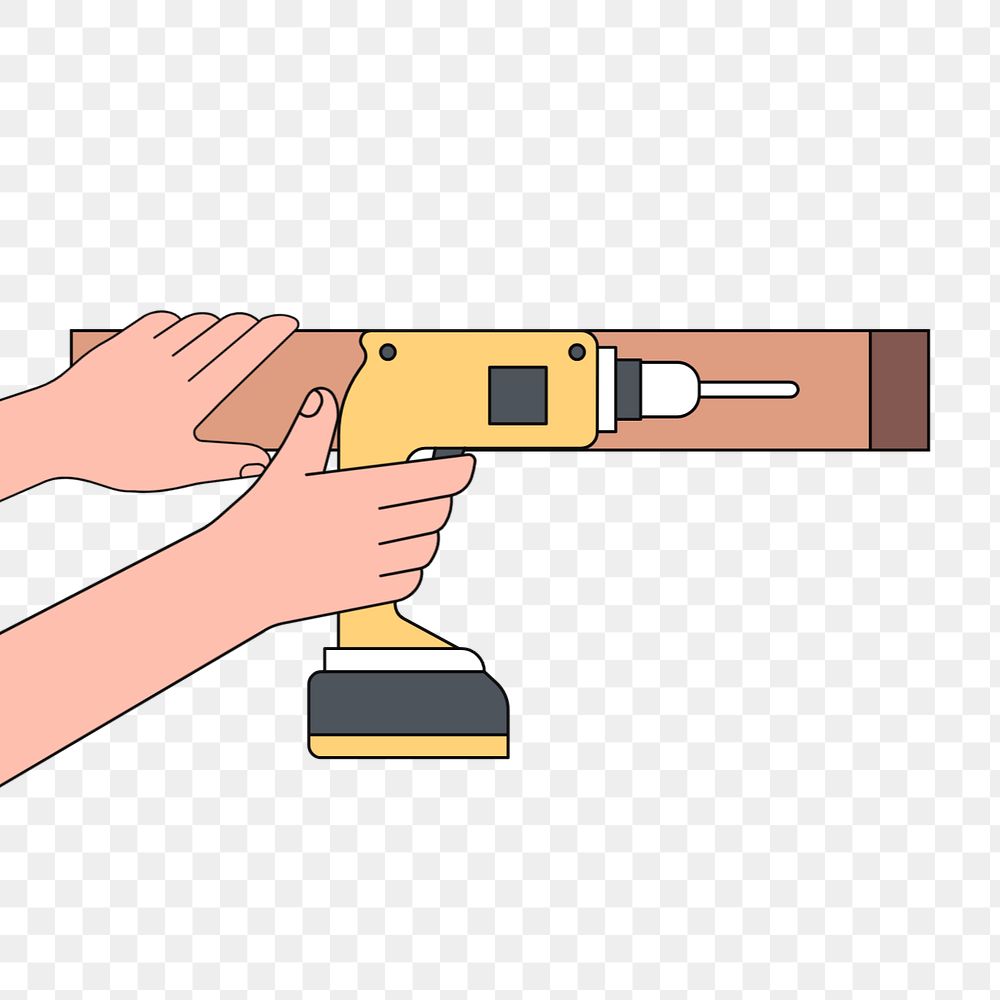 Hands holding electric screwdriver, technician illustration, editable design