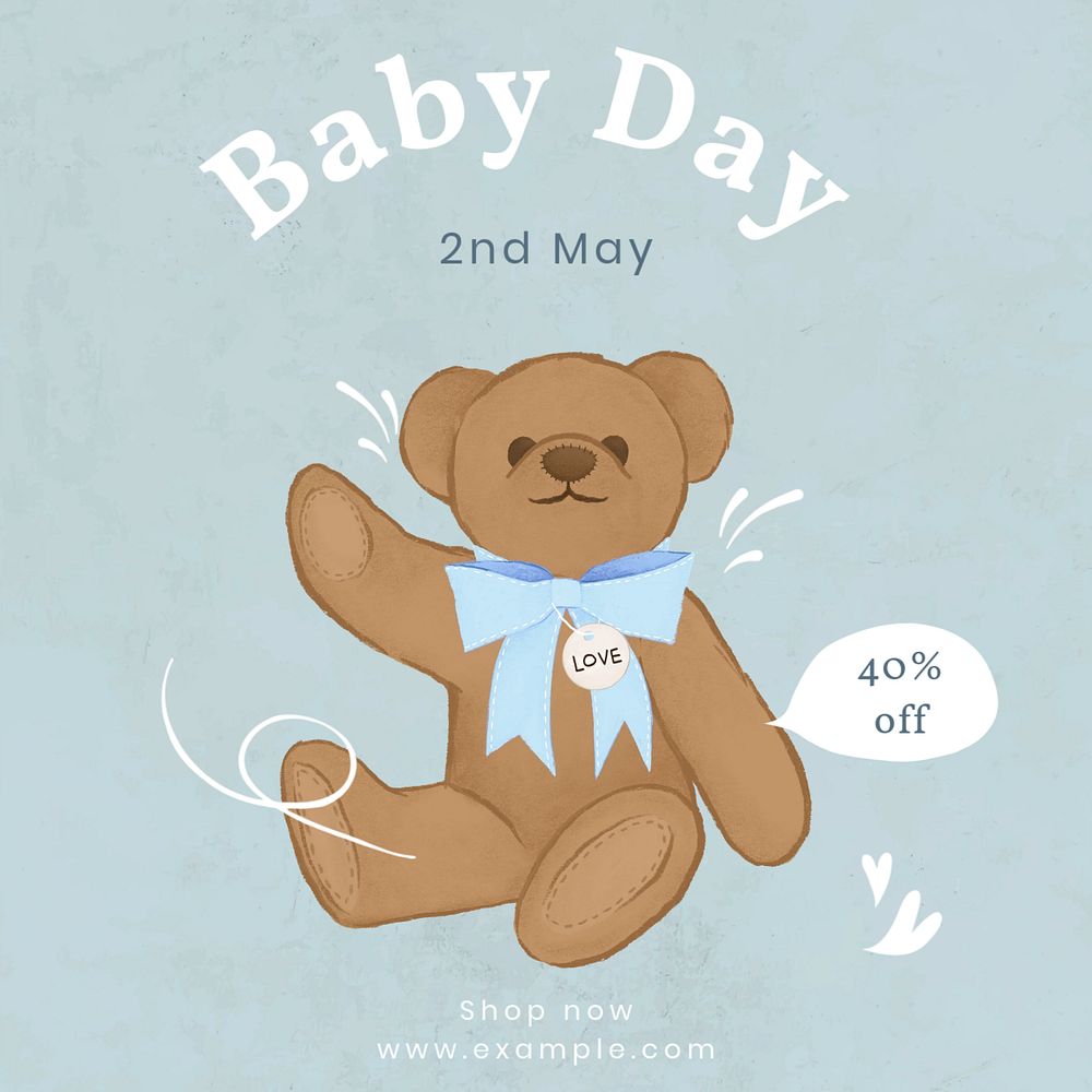 Baby Day sale  Instagram post template, editable text