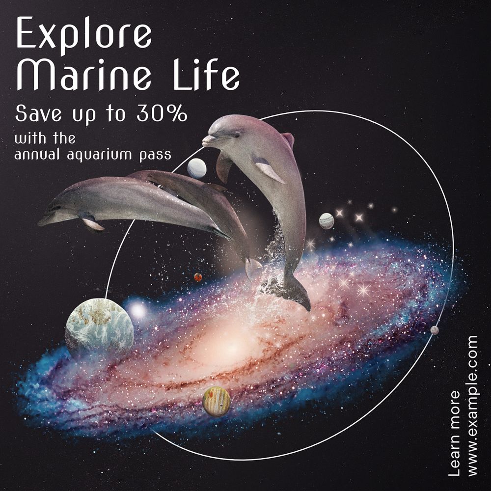 Explore marine life Instagram post template, editable text