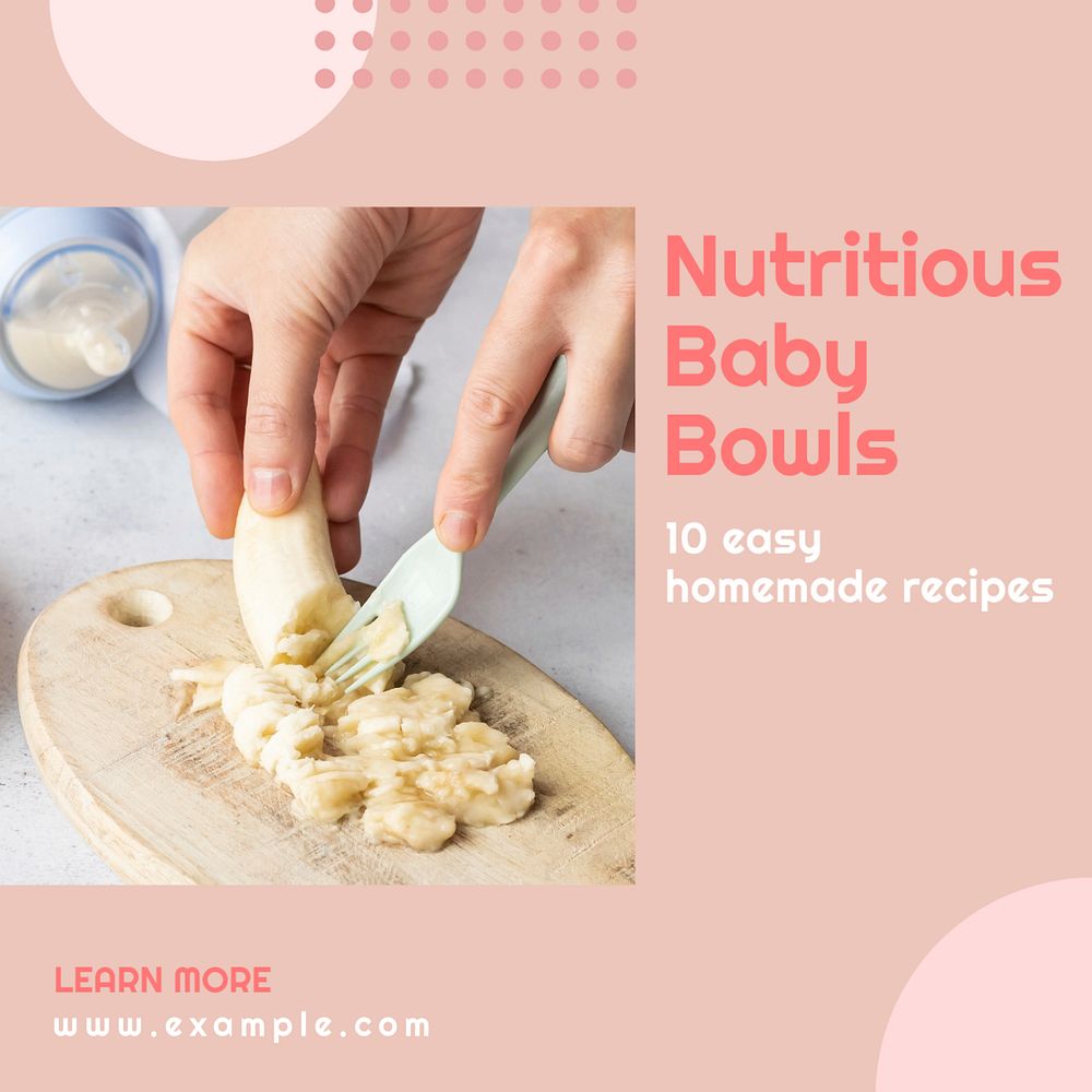 Nutritious baby food Instagram post template, editable text