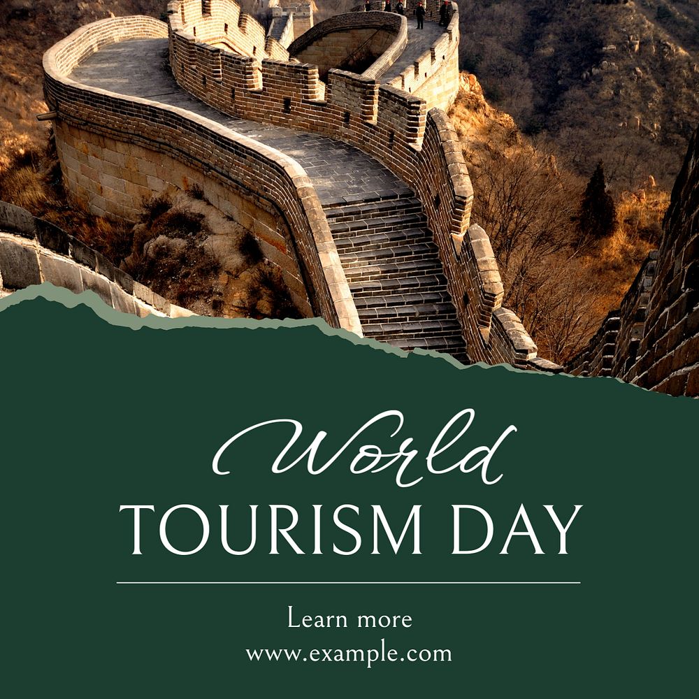 World tourism day  Instagram post template, editable text