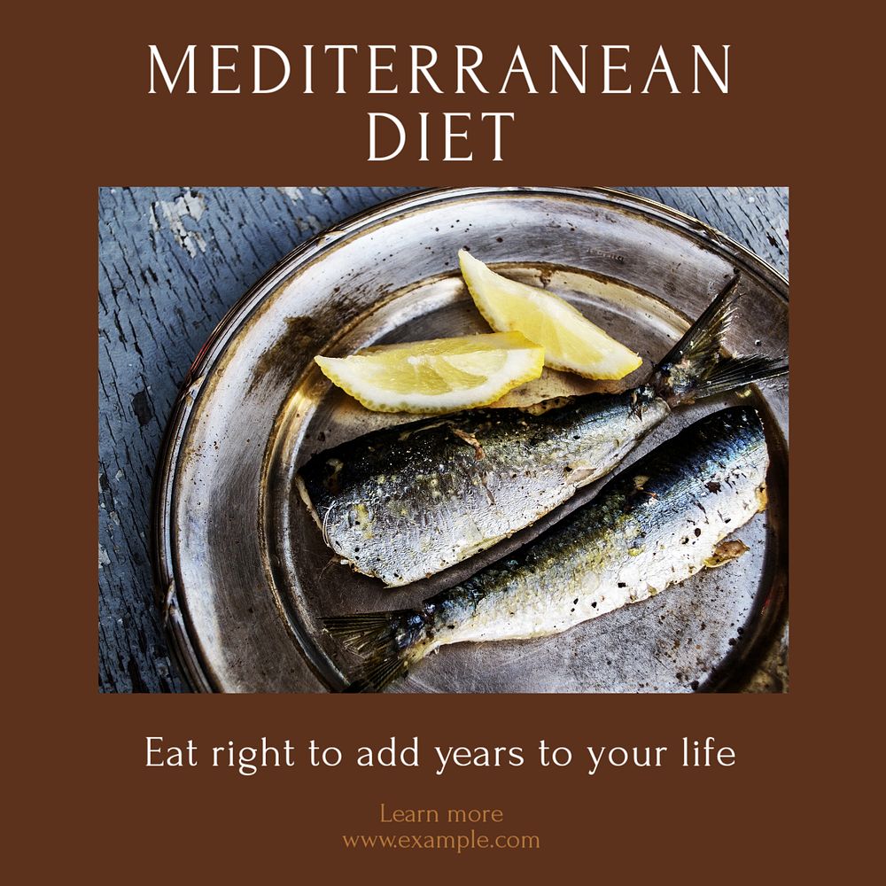 Mediterranean diet Instagram post template, editable text