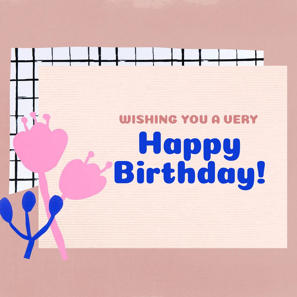 Happy birthday card Instagram post template, editable text