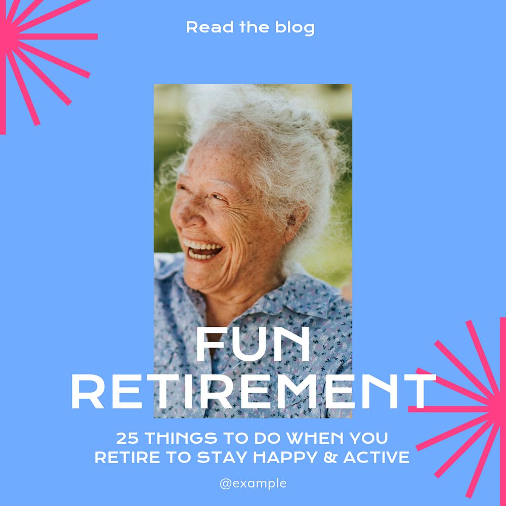 Fun retirement Instagram post template, editable text