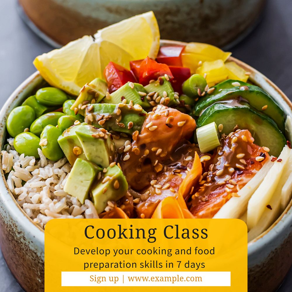 Cooking class Instagram post template, editable text