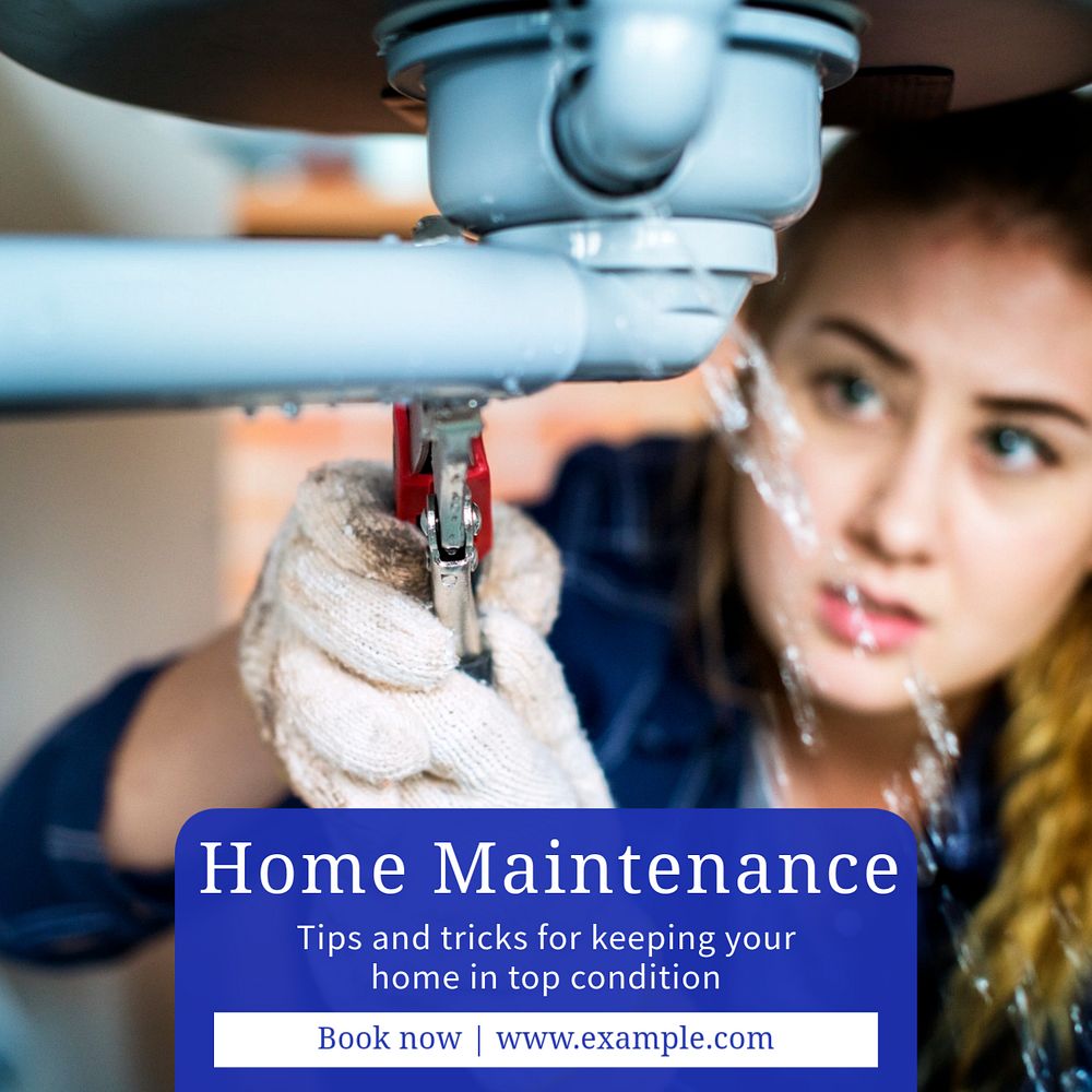 Home maintenance Instagram post template, editable text