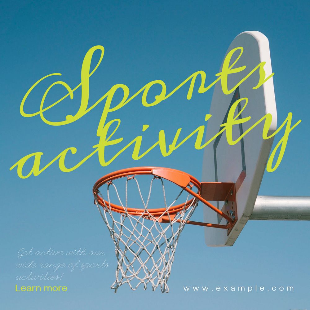 Sports activity Instagram post template, editable text