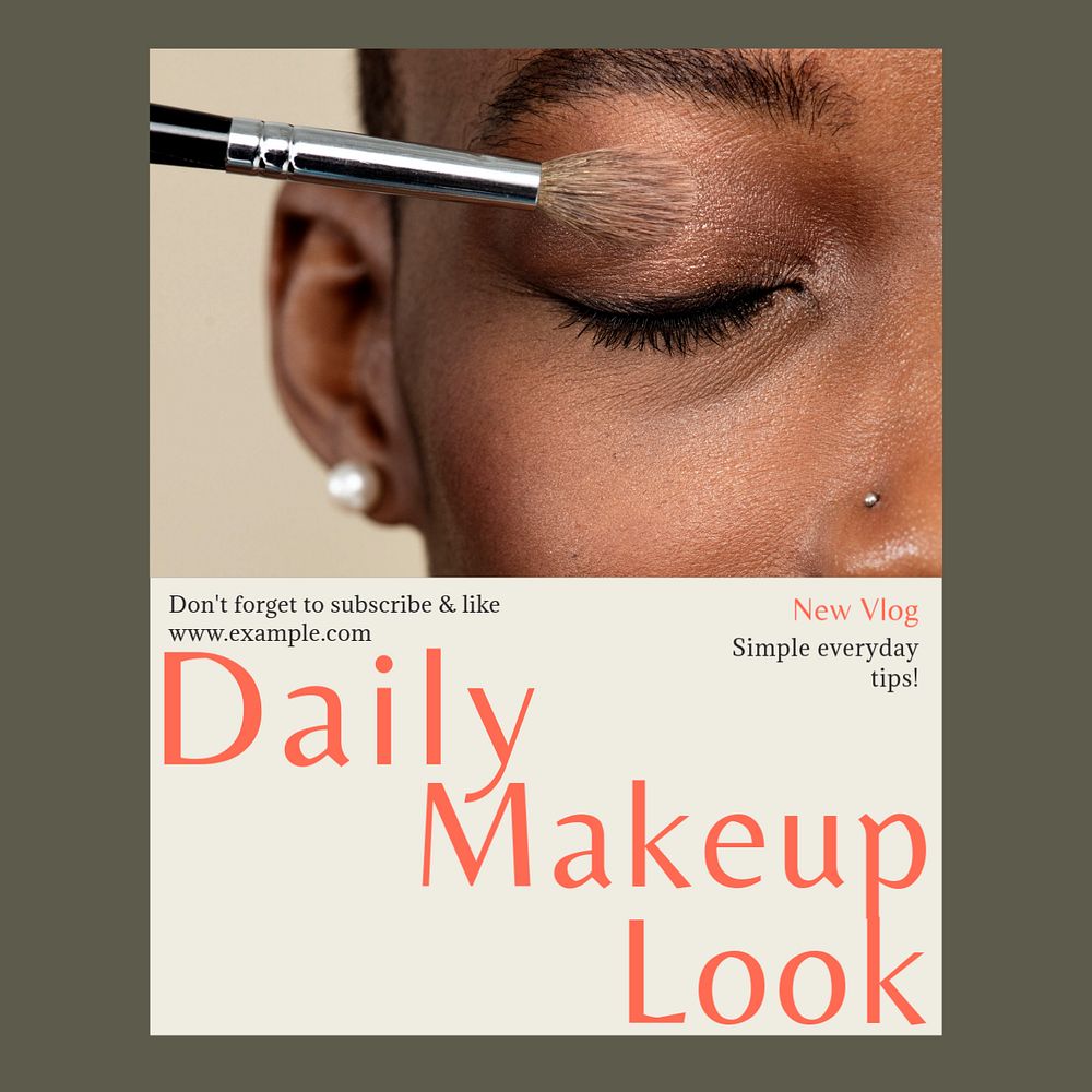 Daily makeup vlog Instagram post template, editable text