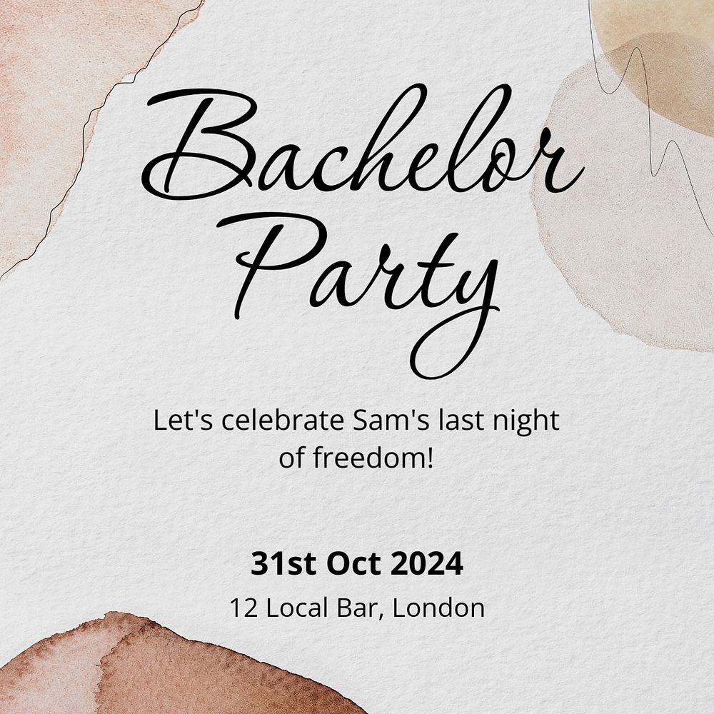 Bachelor party Instagram post template, editable text