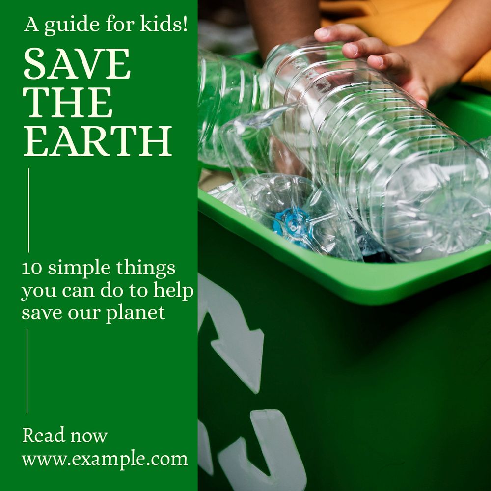 Save the earth  Instagram post template, editable text