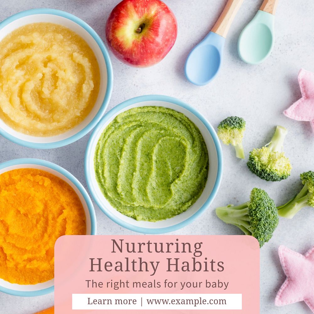 Healthy baby food Instagram post template, editable text