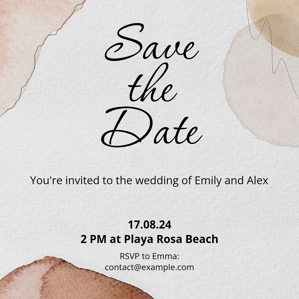 Save the date Instagram post template, editable text