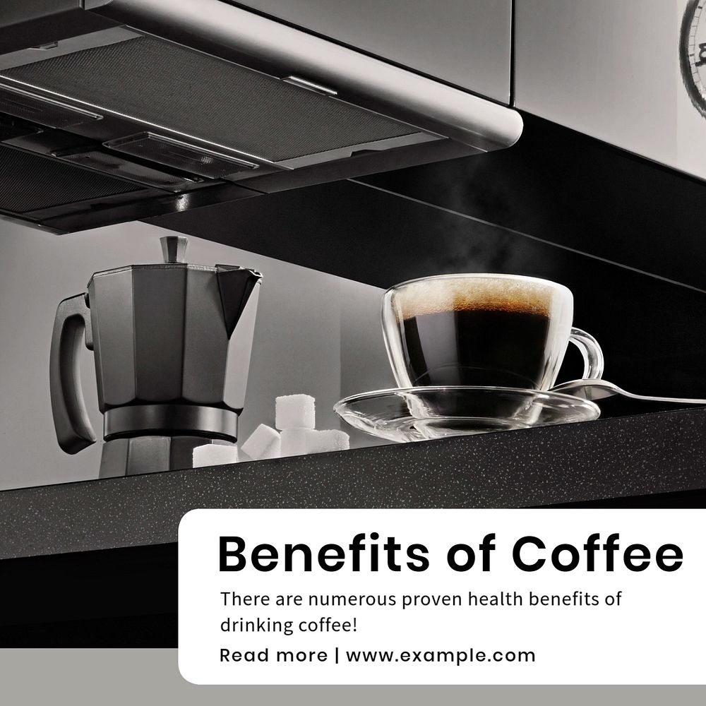 Coffee benefits Instagram post template, editable text