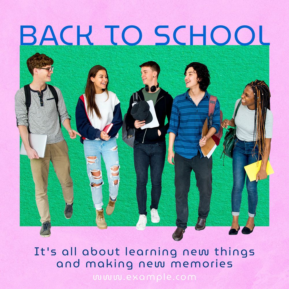 Back to school Instagram post template, editable text