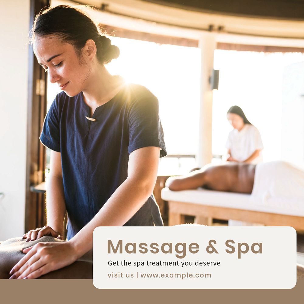 Massage & spa Instagram post template, editable text