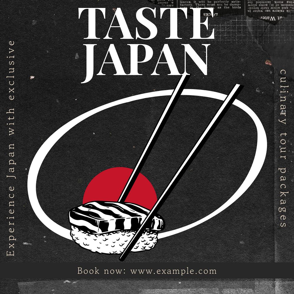 Japan tour package Instagram post template, editable text