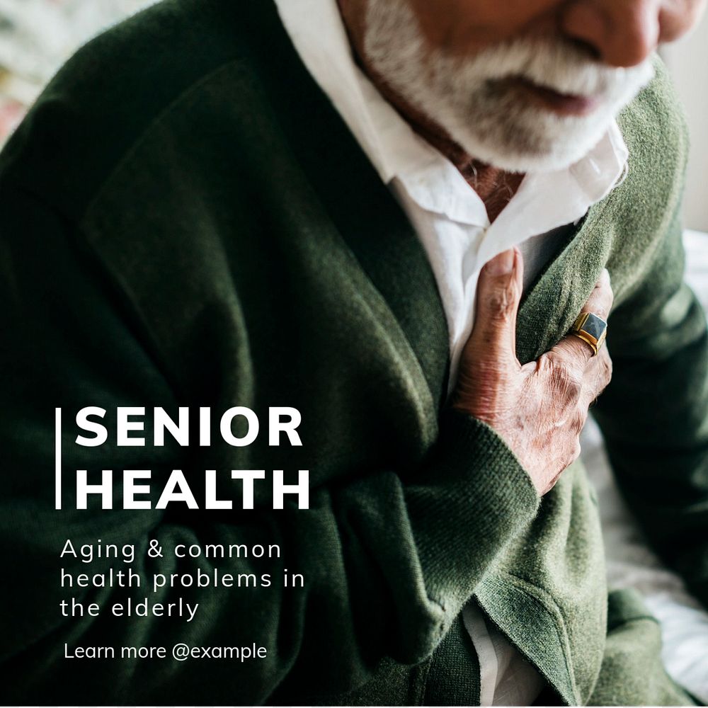 Senior health Instagram post template, editable text