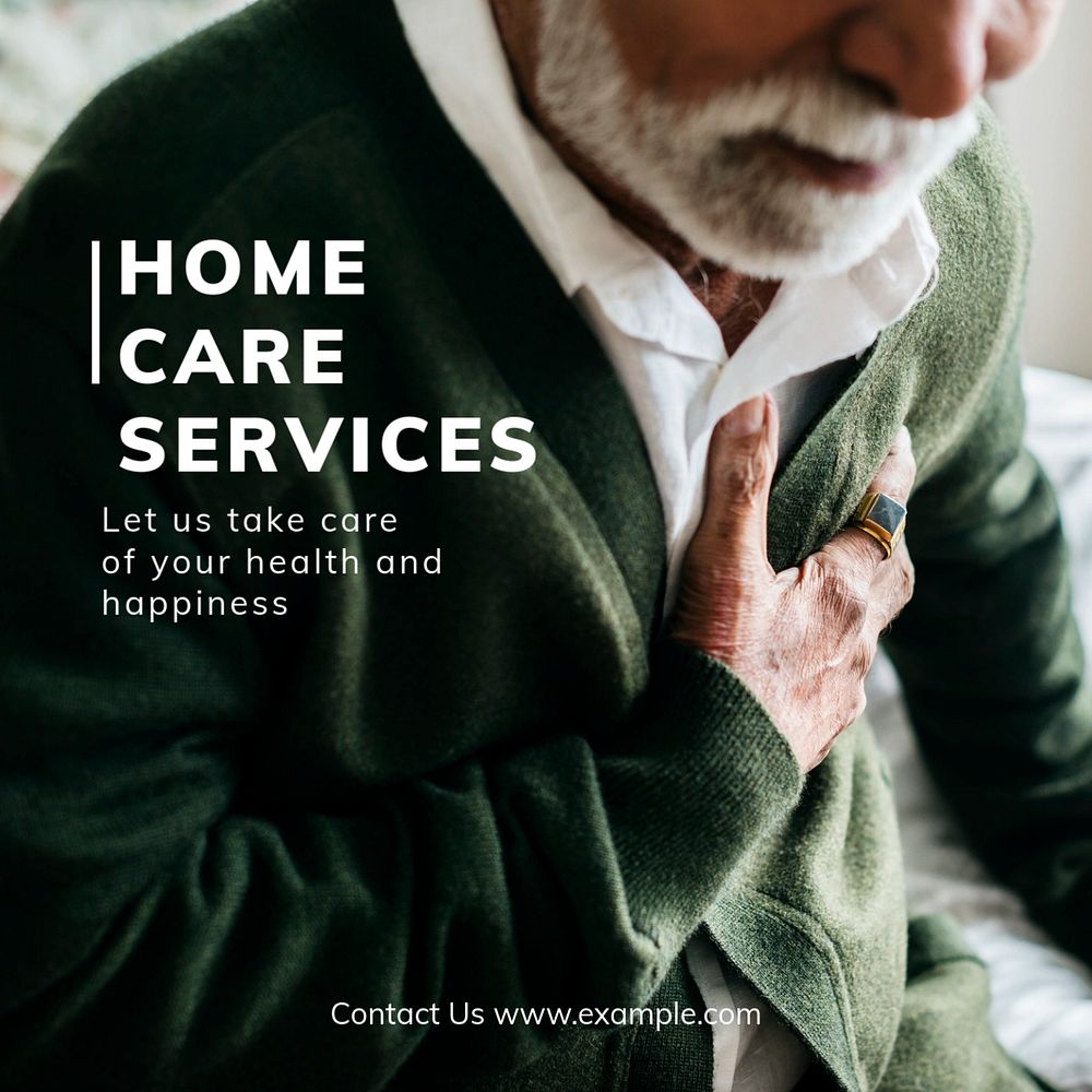 Home care services Instagram post template, editable text