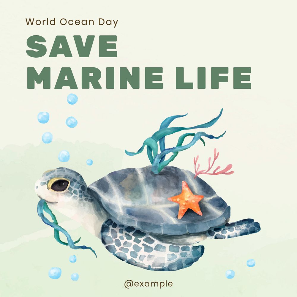 Save marine life Instagram post template, editable text