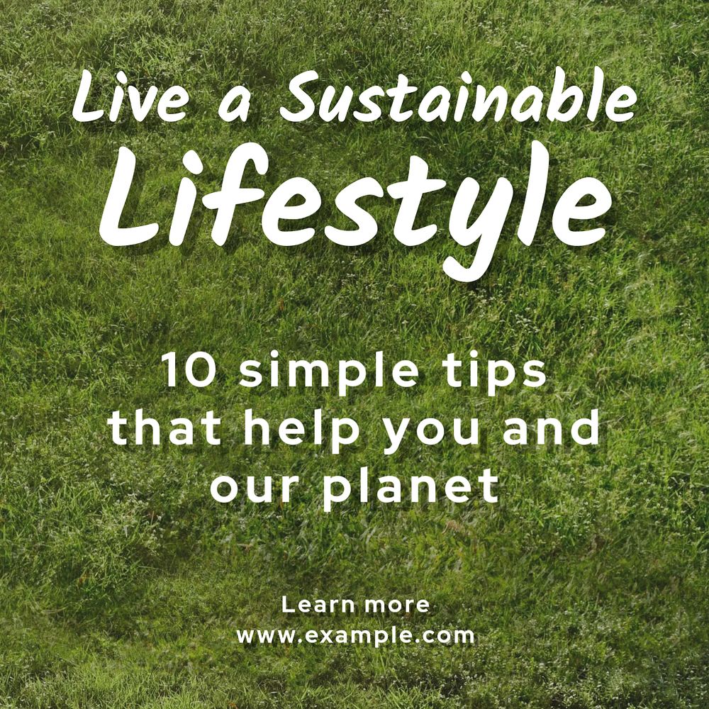 Sustainable lifestyle Instagram post template, editable text