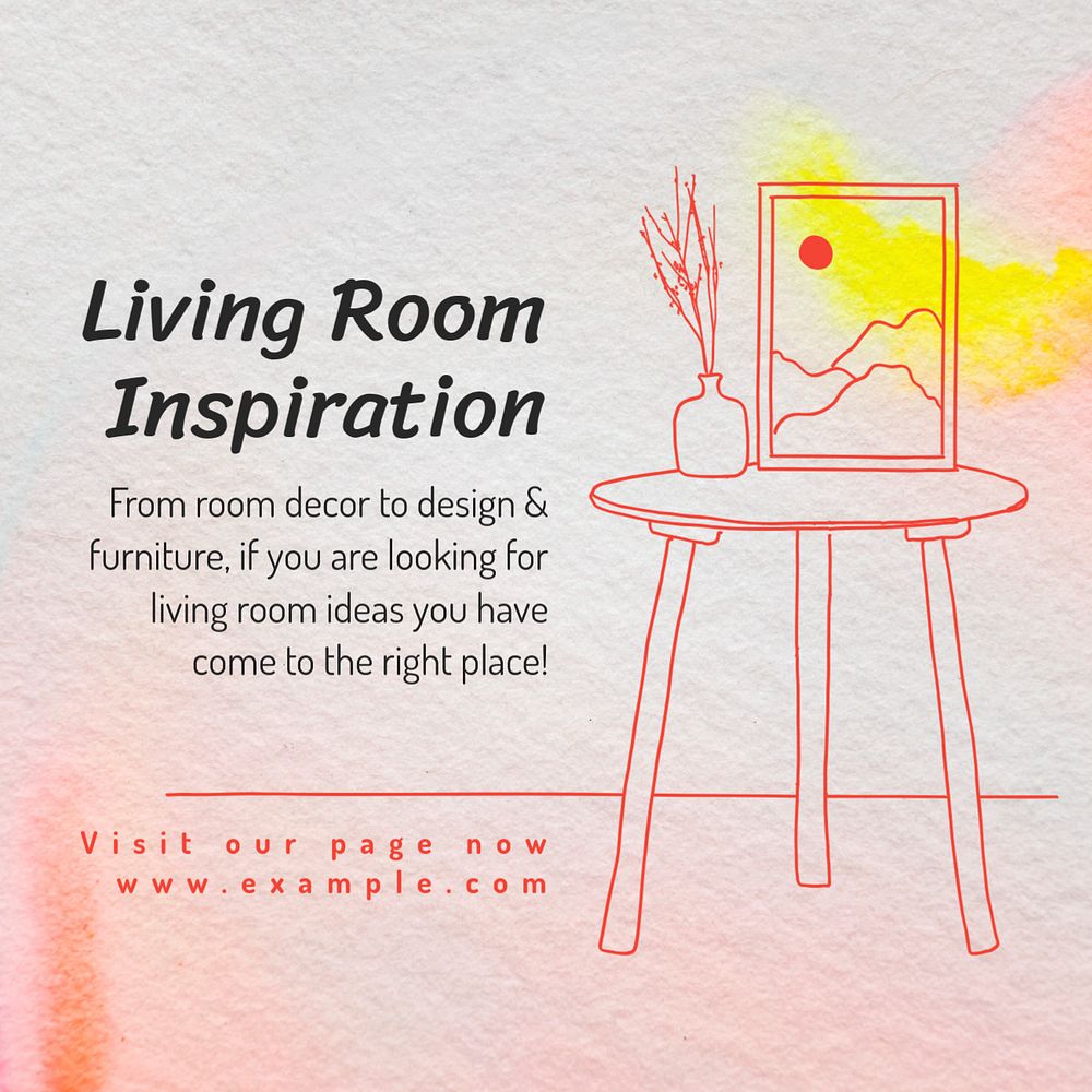 Living room inspiration Instagram post template, editable text