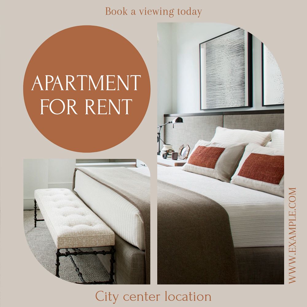 Apartment for rent Instagram post template, editable text