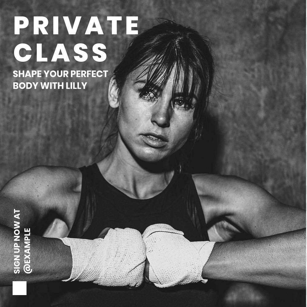 Private class, fitness  Instagram post template, editable text