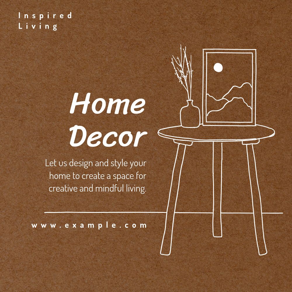 Home decor Instagram post template, editable text