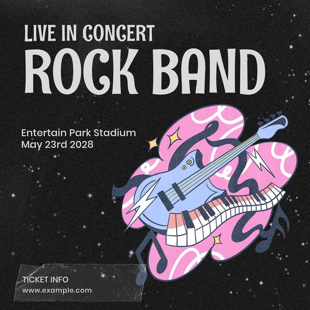 Live concert  Instagram post template, editable text