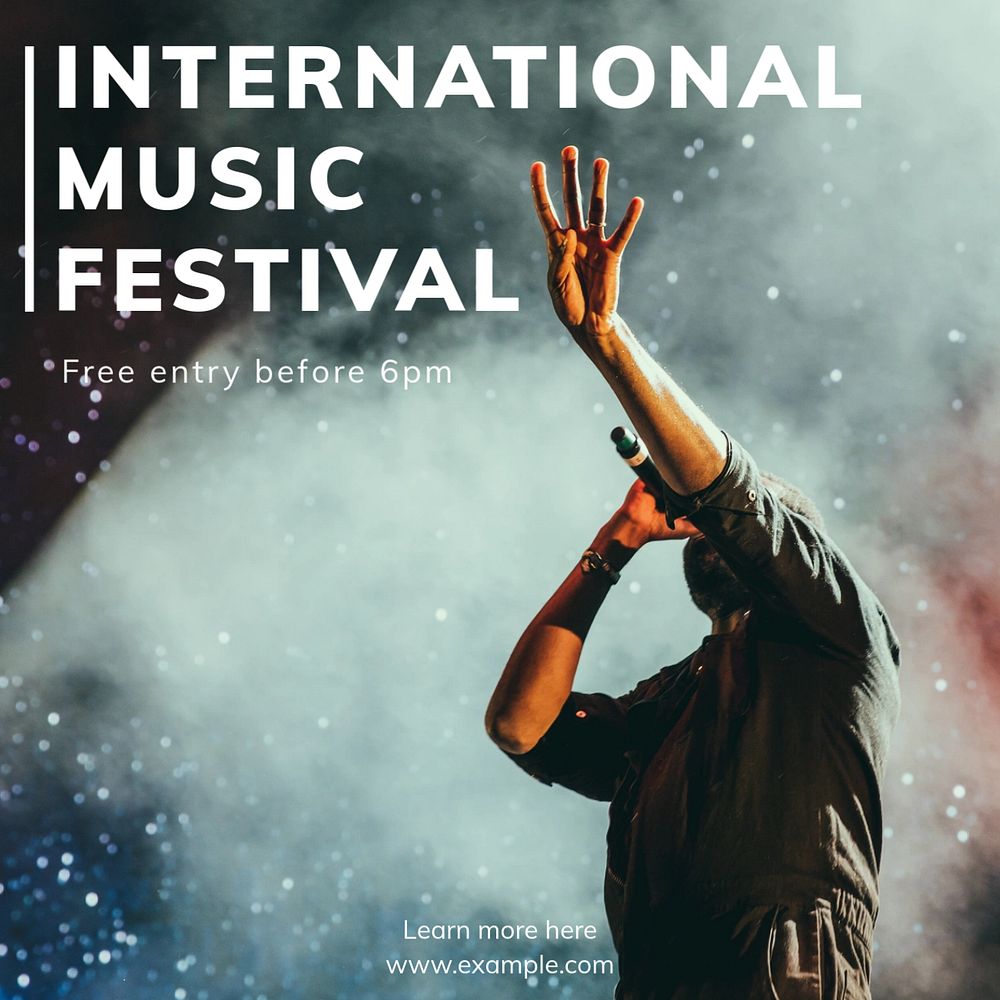 Music festival  Instagram post template, editable text