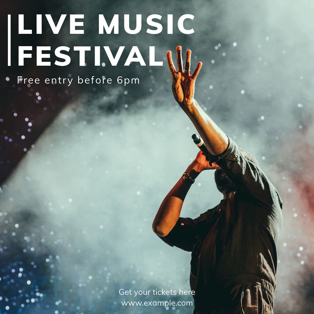 Live music festival  Instagram post template, editable text