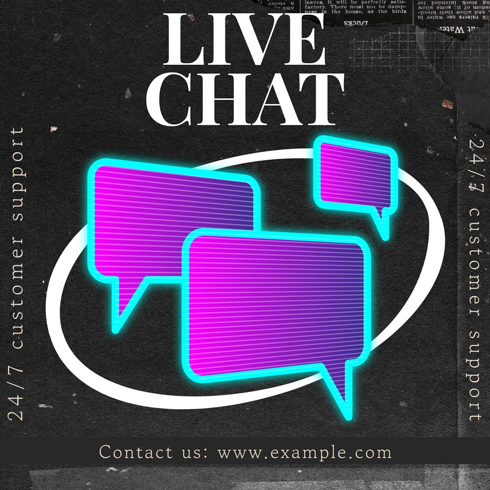 Live chat Instagram post template, editable text