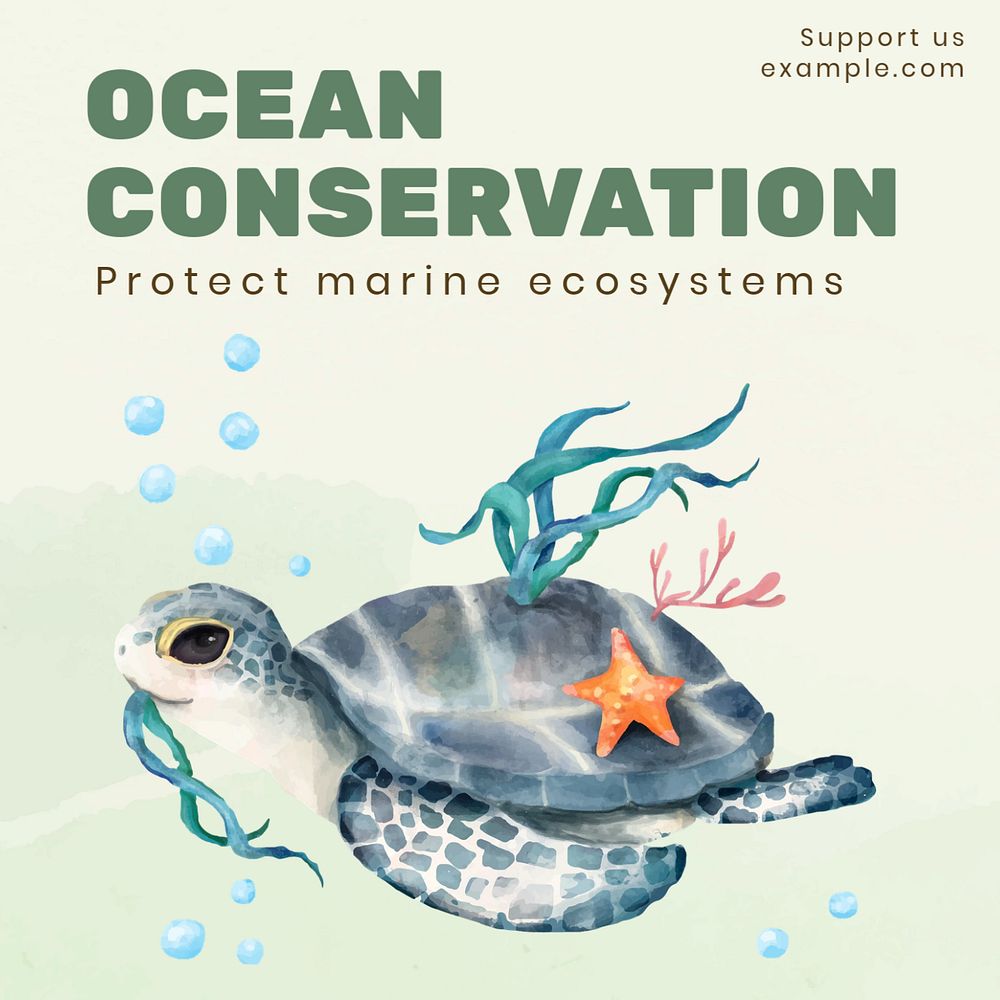 Ocean conservation Instagram post template, editable text