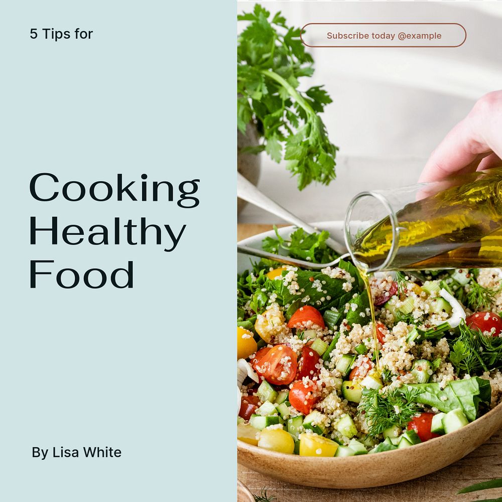 healthy cooking tips Instagram post template, editable text