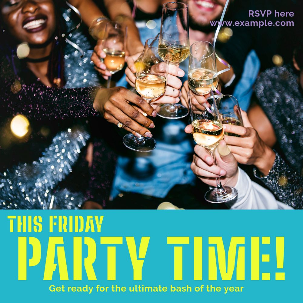 Party time Instagram post template, editable text