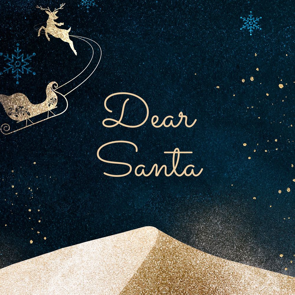 Dear santa Instagram post template, editable text