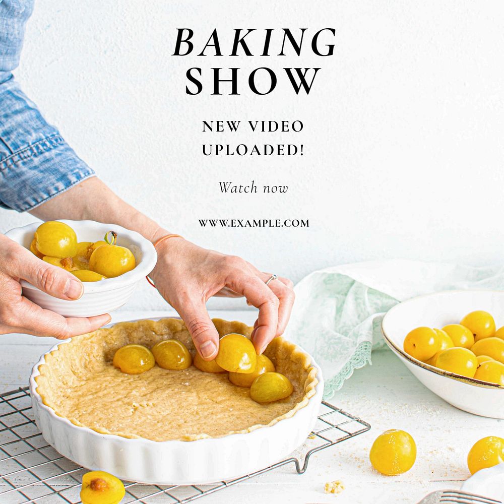 Baking show Instagram post template, editable text