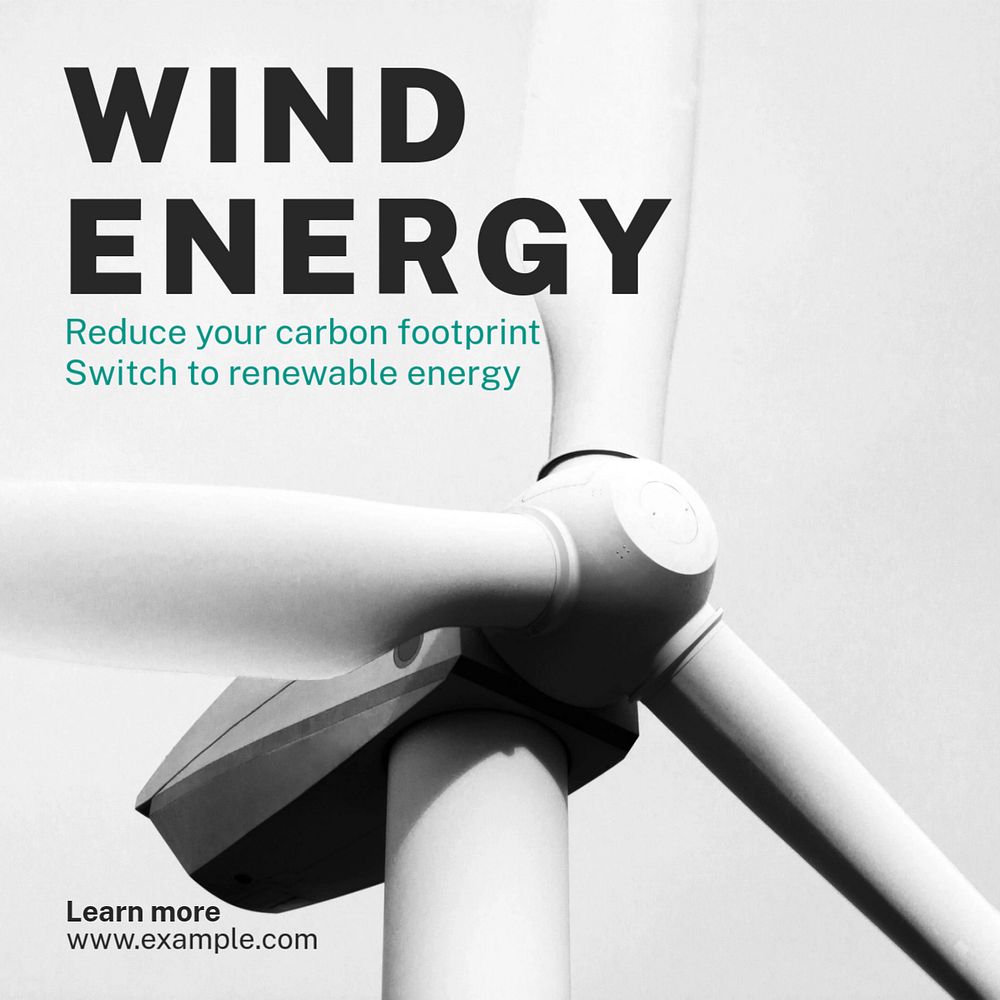 Wind energy Instagram post template, editable text