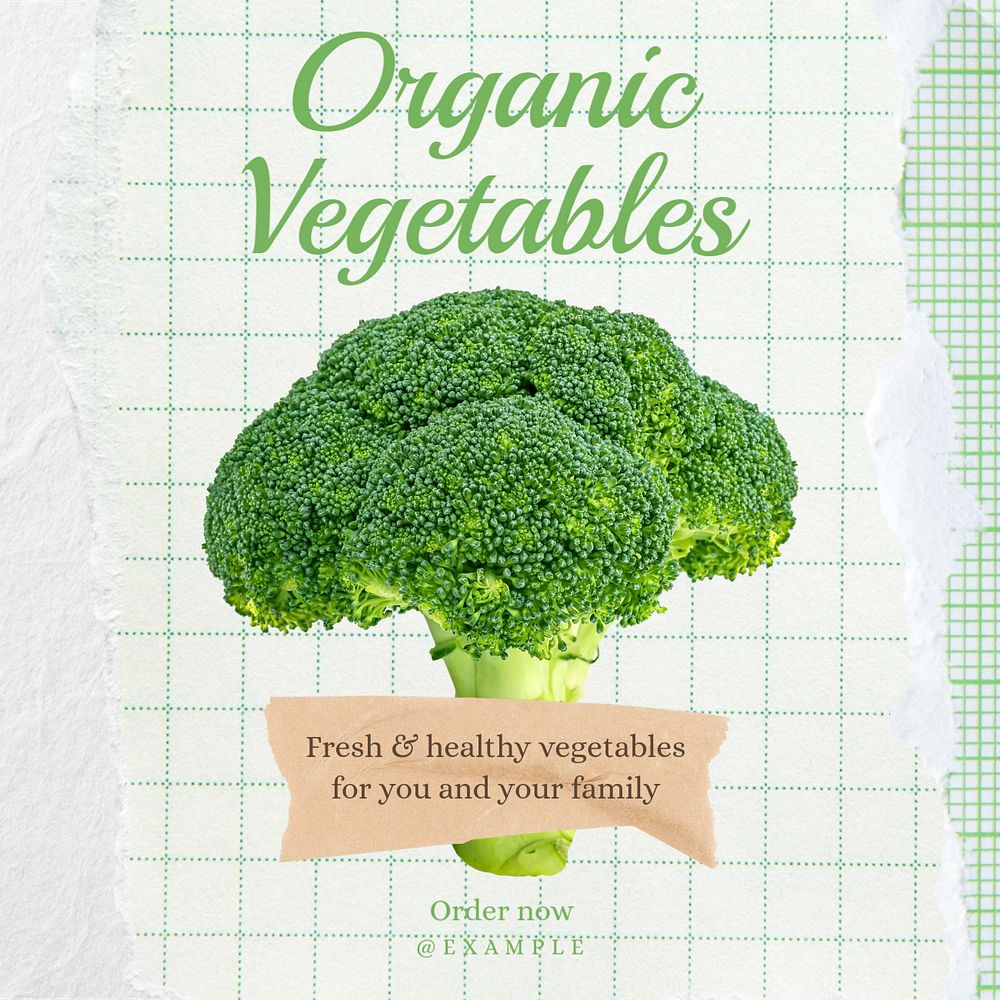 Organic vegetables Instagram post template, editable text