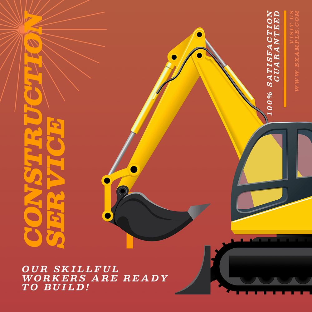 Construction service Instagram post template, editable text