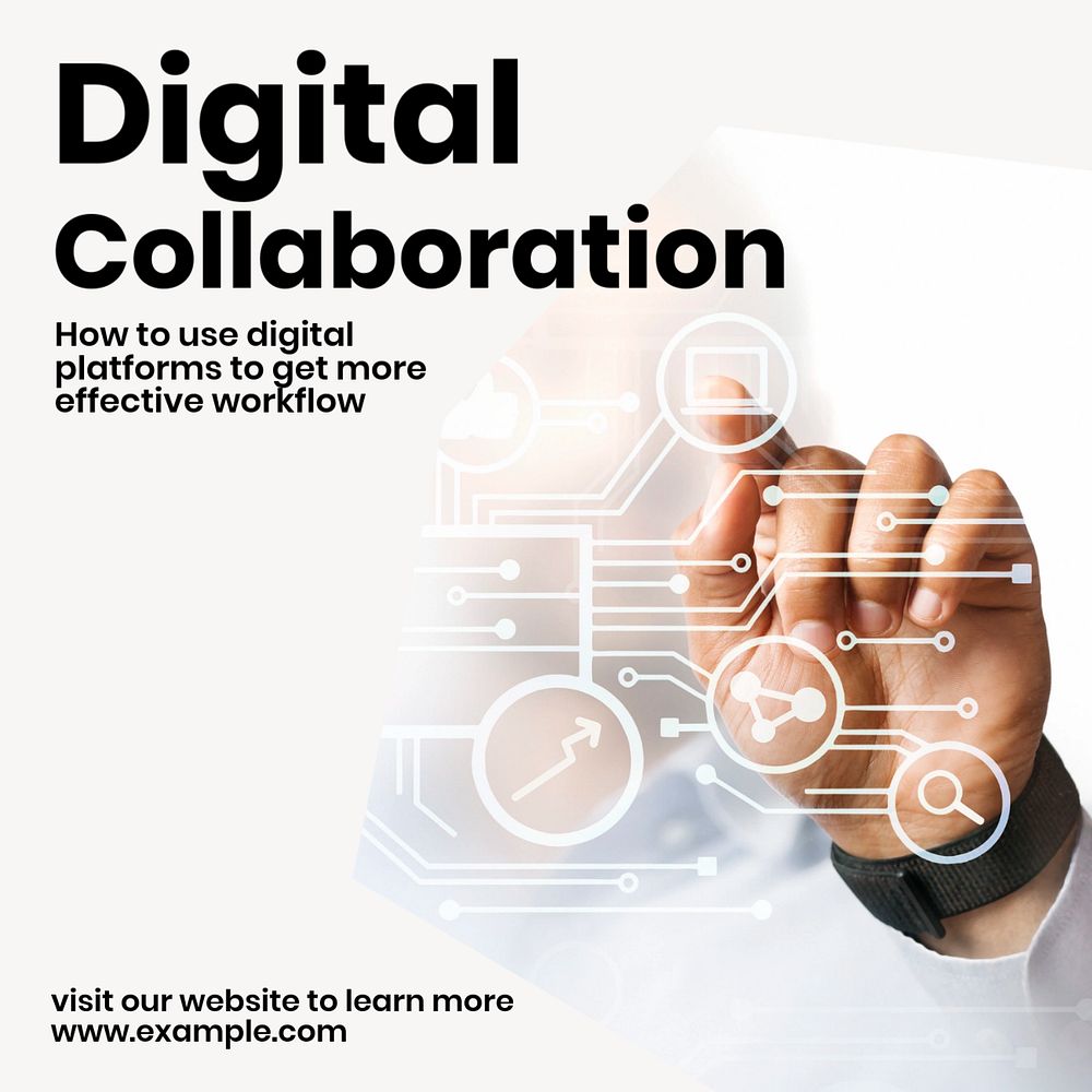 Digital collaboration Instagram post template, editable text